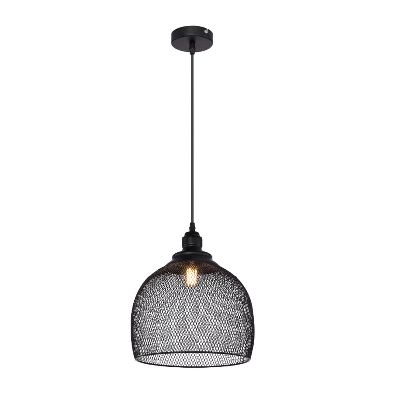 Anya - Lampadario moderno vintage paralume a gabbia Ø28 cm, in metallo nero, Globo Lighting