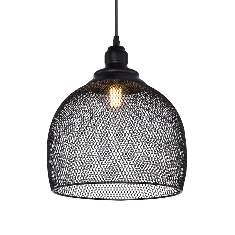 Anya - Lampadario moderno vintage paralume a gabbia Ø28 cm, in metallo nero, Globo Lighting