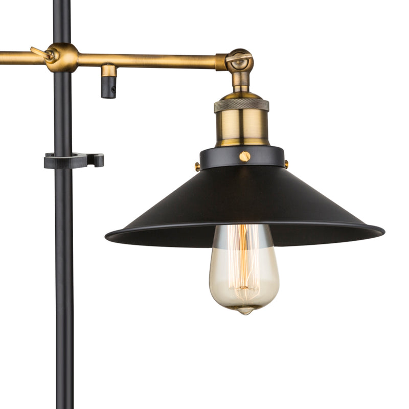Lenius - Lampada da studio elegante rustica con braccio, nero ed ottone anticato, Globo Lighting