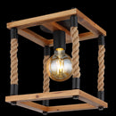 15691D Vernon | Plafoniera Rustica | Legno e Cordone Nautico | Globo Lighting