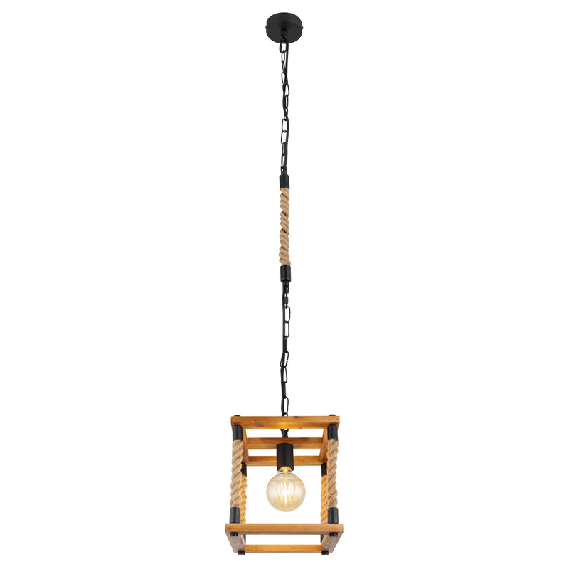 Vernon 15691H | Lampadario Rustico | Legno e Corda | Globo Lighting