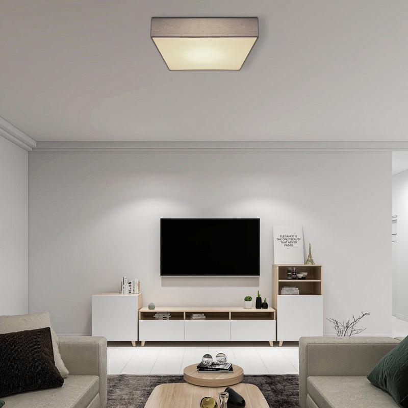 Sanna - Plafoniera 50x50cm in tessuto grigio antracite, LED 30W CCT, 3 tonalità di luce, Globo Lighting