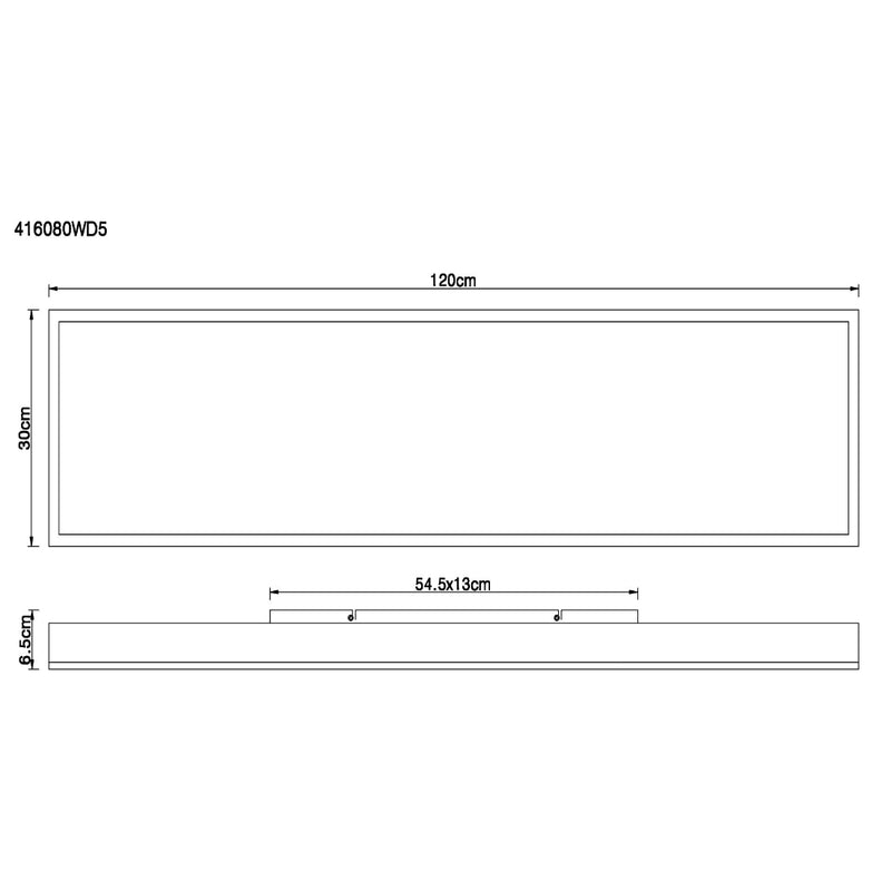 Plafoniera LED 36W - CCT Regolabile da 2700K a 6000K, Dimmerabile con Telecomando, Dimensioni 120x30cm, Cornice in Legno: Eleganza e Funzionalità per il tuo Ambiente