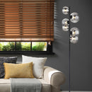 Piantana Moderna in Metallo Nero a 6 Luci, Lampadine LED Incluse, con Bolle in Vetro Fumé