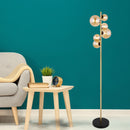 Piantana Riha | Lampada da Terra Oro | Vetri Ambra | Illuminazione Classica