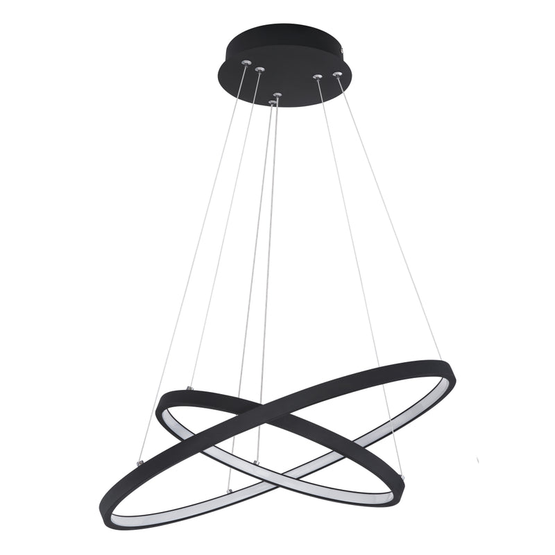 Ralph - Lampadario moderno doppio anello nero LED 42W dimmerabile, 3000K, Ø51cm, Globo Lighting