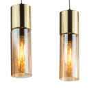 Lampadario a Barra con 4 Sospensioni in Metallo Oro e Vetri Ambrati - Eleganza e Calore per l'Illuminazione della Tua Casa