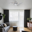 Plafoniera moderna a rami in metallo cromato, 5 luci