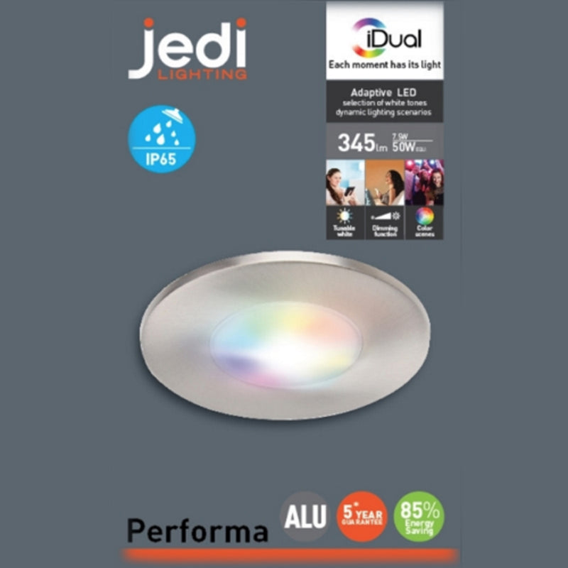 iDual Performa - Faretto da incasso LED 7,5W RGB + CCT bianco variabile, IP65 per doccia
