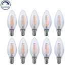 Confezione 10 lampadine LED E14 candela 4W 470 lumen 4000K dimmerabili vetro trasparente