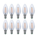 Confezione 10 lampadine LED E14 candela 4W 470 lumen 2700K 4000K 6500K vetro trasparente
