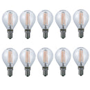 Confezione 10 lampadine LED E14 sfera 4W 470 lumen 2700K 4000K 6500K vetro trasparente