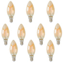 Confezione 10 lampadine LED E14 oliva 4W 470 lumen 2500K vetro ambrato vintage