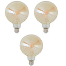 Confezione 3 lampadine LED globo G95 E27 8W 806 lumen 2500K vetro ambrato vintage