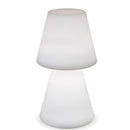 Lola 45: Lampada LED da tavolo in plastica bianca, IP65 per esterno, batteria ricaricabile, LED RGB