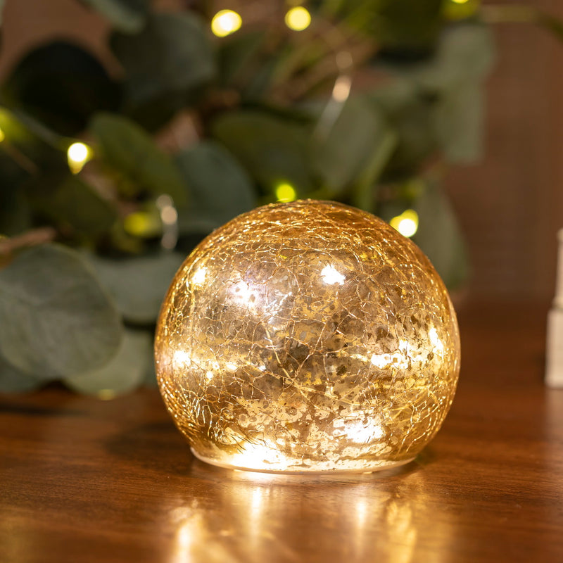 Lua | Sfera vetro oro | Luci di Natale | Newgarden