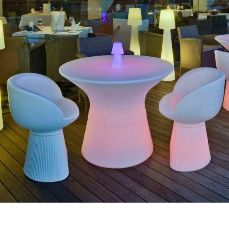 Mallorca Solar - Tavolo in plastica luminosa, IP65 da esterno, altezza 70cm, ricaricabile a corrente o con energia solare, LED 3W RGB, con telecomando Newgarden