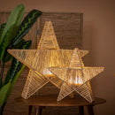 Sisine Star 40- Lampada decorativa a stella in fibre naturali intrecciate a mano, LED 900 lumen dimmerabile, con telecomando+ ghirlanda di luci LED inclusa
