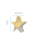 Sisine Star 60- Lampada decorativa a stella in fibre naturali intrecciate a mano, LED 900 lumen dimmerabile, con telecomando+ ghirlanda di luci LED inclusa