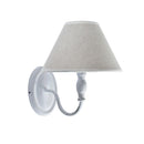 Lampada da parete stile country shabby chic con paralume in cotone beige E14