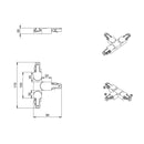 Connettore a T per sistema di illuminazione su binario bifase Duoline