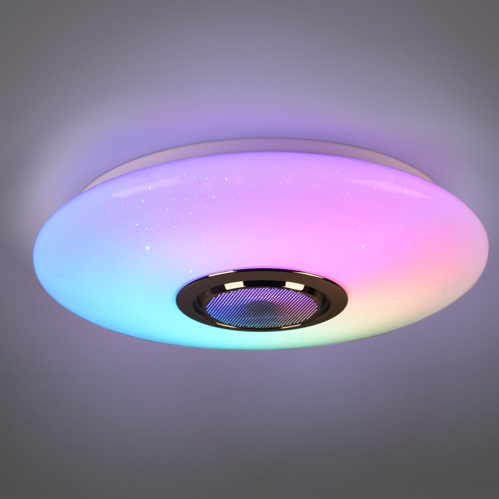 Musica R69031101 - Plafoniera LED con cassa acustica, luce colorata RG