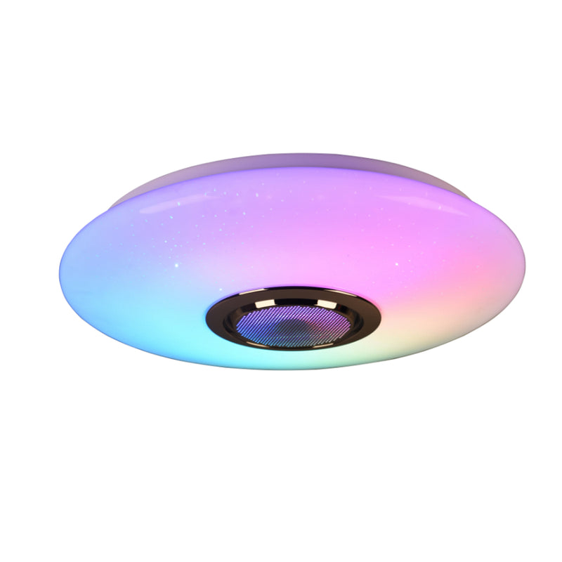 Musica R69031101 - Plafoniera LED con cassa acustica, luce colorata RGB, CCT bianco variabile e telecomando incluso