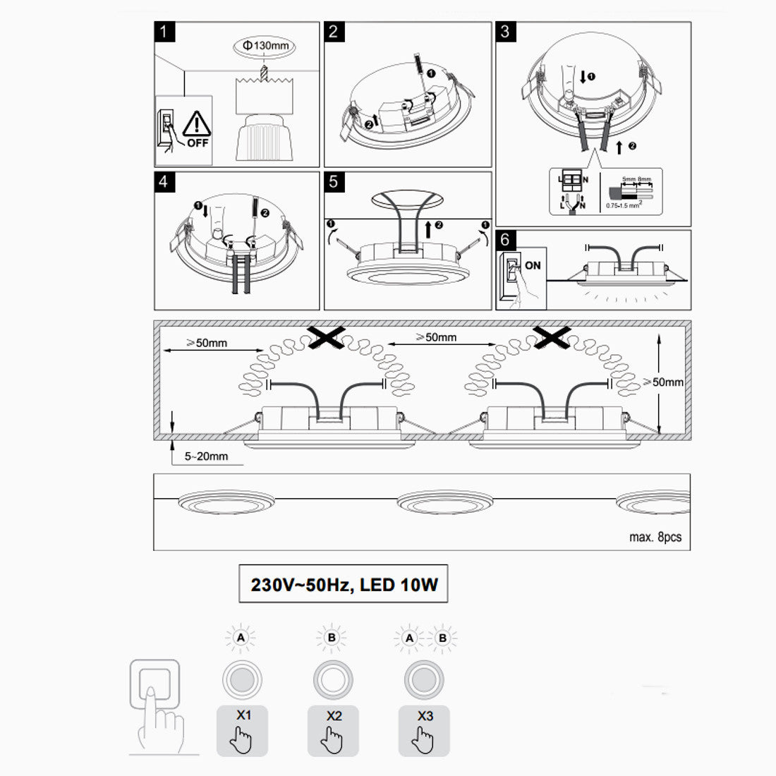 Set 10 Faretti LED Incasso IP65 - Effetto Acciaio, 3W 270 Lumen, Bianco Neutro - Foto 2