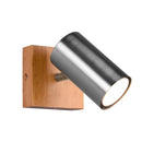 Faretto Marley con base in legno e spot acciaio satinato GU10 orientabile per studio moderno