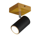 Faretto Marley con base in legno e spot nero GU10 orientabile per soggiorno industrial nordico
