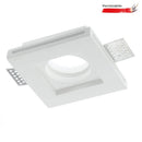 Faretto quadrato da incasso in gesso bianco per cartongesso con struttura stuccabile e verniciabile