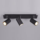 Faretto triplo nero stile moderno ed industrial per soffitto o parete con luce direzionabile su più zone