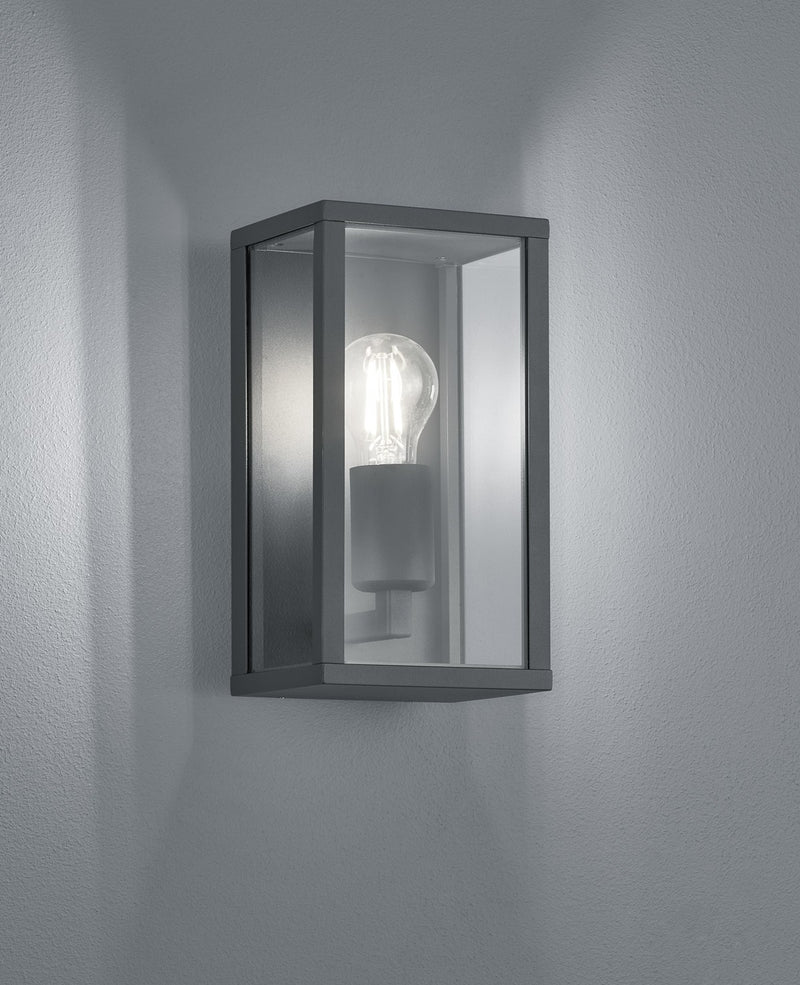 Garonne 201860142 - Lampada a lanterna, applique da esterno moderna, grigio, in metallo e vetro