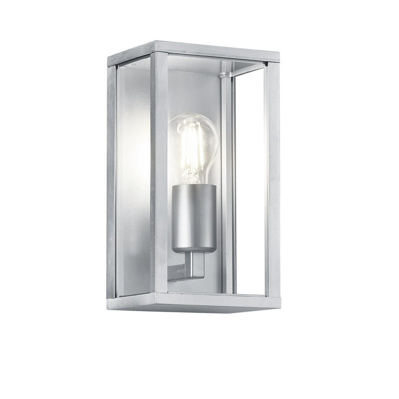 Garonne 201860186 - Lampada a lanterna, applique da esterno moderna zincata, grigio, in metallo e vetro