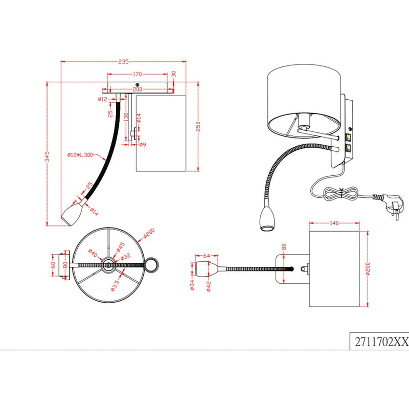 Hotel 271170201 | Lampada applique moderna | Trio Lighting