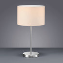 Lampada Hotels da tavolo in acciaio satinato con paralume bianco Ø30 cm