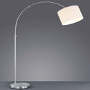 Lampada da terra Hotels ad arco moderna in acciaio con paralume bianco Ø30 cm