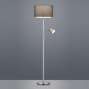 Lampada da terra Hotels moderna in acciaio satinato con paralumi grigi e braccio da lettura