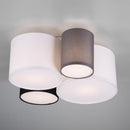 Lampadario Hotels plafoniera moderna con 4 cilindri in tessuto colorato