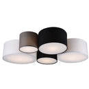 Lampadario a soffitto Hotels con 5 cilindri in tessuto variopinto per soggiorno