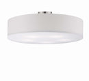 Plafoniera Hotels Ø65 cm moderna in tessuto bianco e acciaio satinato con 5xE27