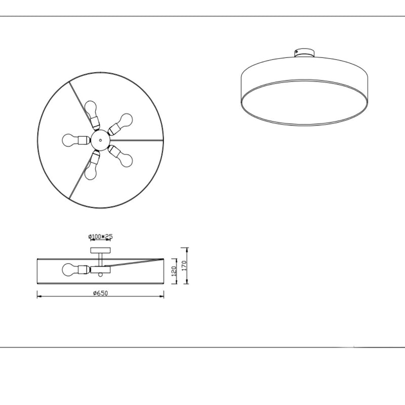 Hotel 603900502 | Plafoniera nera | Lampade moderne | Trio Lighting