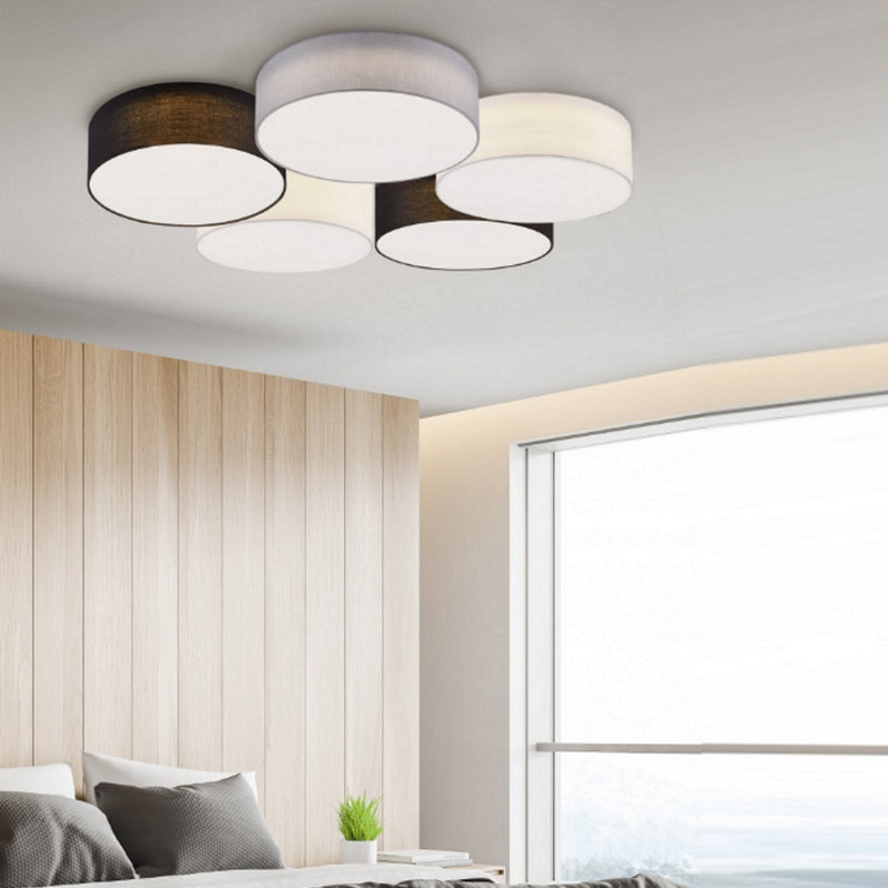 Hotels LED - Plafoniera 5 cilindri in tessuto, LED 58W a 3 intensità