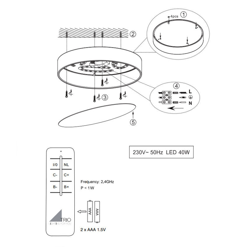 Plafoniera Lugano | Lampade LED | Illuminazione moderna | Trio Lighting