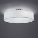 Plafoniera Hotels moderna Ø50 cm con struttura in acciaio satinato e tessuto bianco