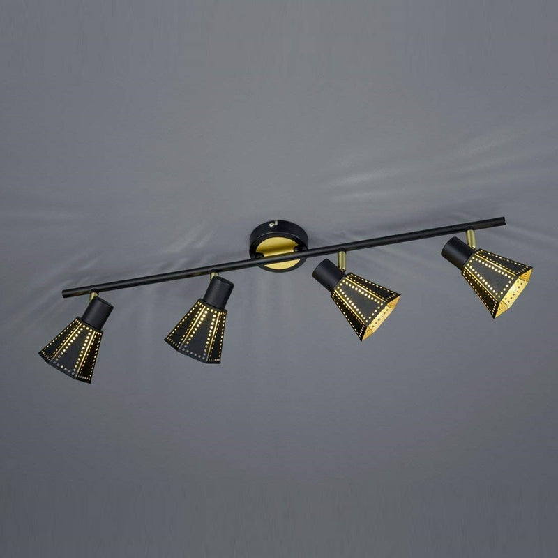 applique a 4 spot orientabili nero con interno dorato elegante classico
