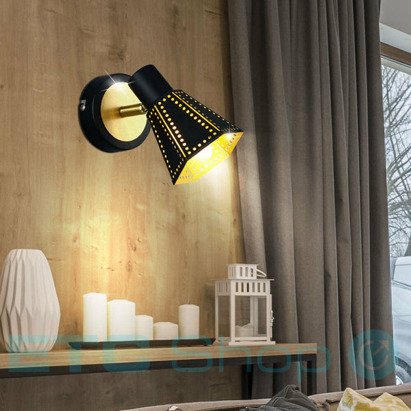 faretto singolo parete orientabile classico elegante nero oro E14