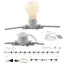 catenaria luminosa bianca ip44 giuntabile con 10 portalampade e27