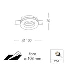 faretto da soffitto in gesso tondo verniciabile con foro da 10,3 cm