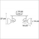 Gina R80152007 - Applique 2 faretti orientabili acciaio, stile industriale moderno